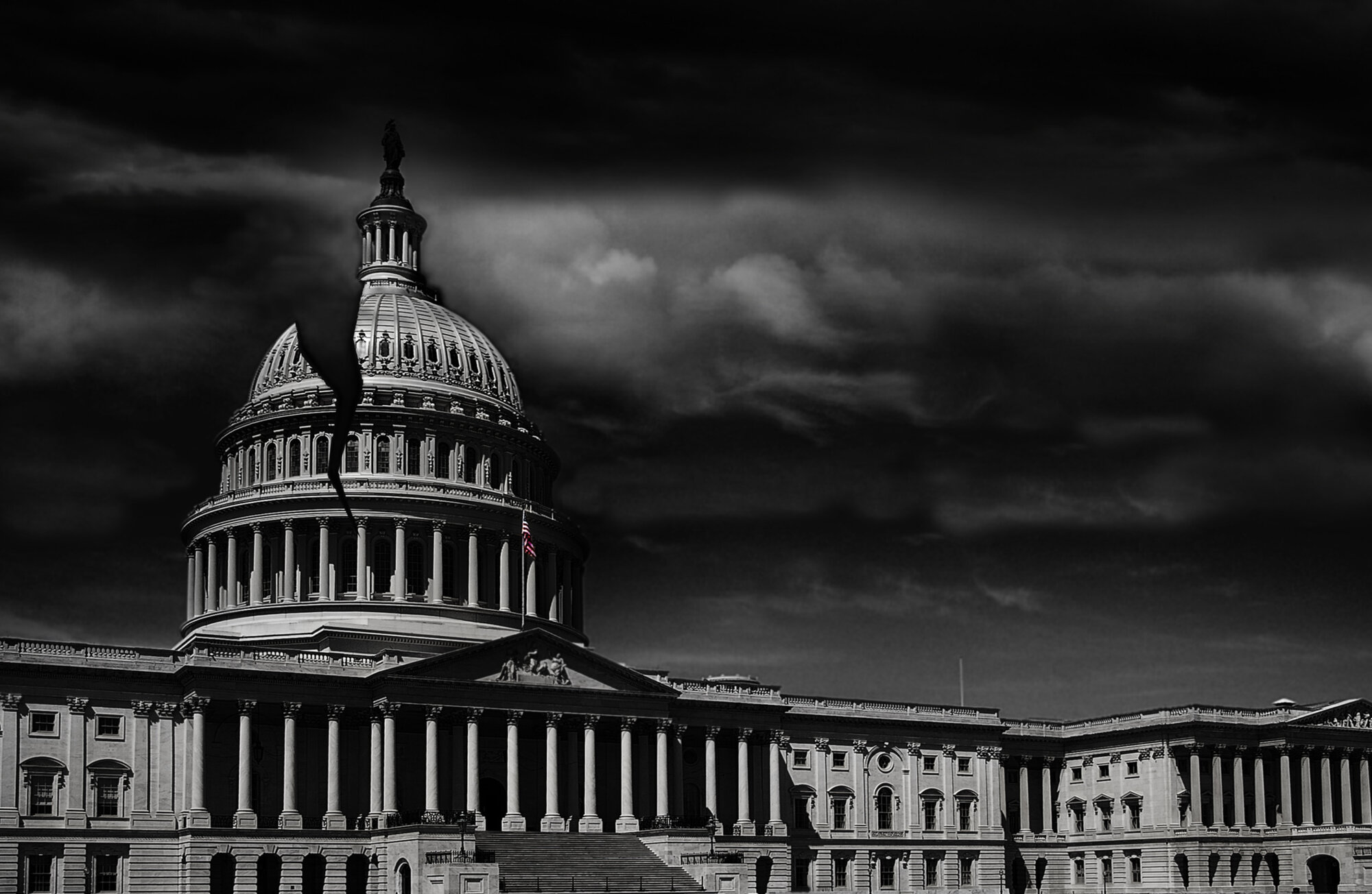 The,United,States,Capitol,Building,With,A,Crack,In,The